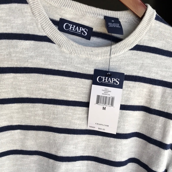 Chaps by Ralph Lauren Preppy Light Gray Sweater, M NWT - Picture 4 of 5